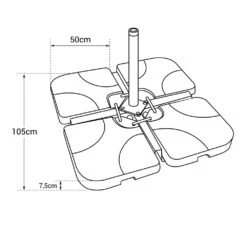 Oahu - Lot De 4 Dalles Carrées - Bases De Lestage Pour Parasol Pied En Croix - Remplissage Sable Ou Eau -Le Coin Detente Boutique 646f5505e0b823.93541877