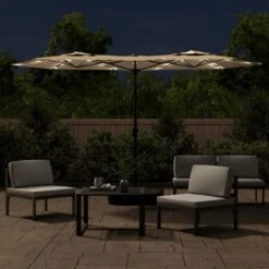 VIDAXL Parasol à Double Tête Avec Led Taupe 316x240 Cm -Le Coin Detente Boutique 6470a73146c830.03643661