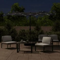 VIDAXL Parasol à Double Tête Avec Led Noir 316x240 Cm -Le Coin Detente Boutique 6470a732642138.92720766
