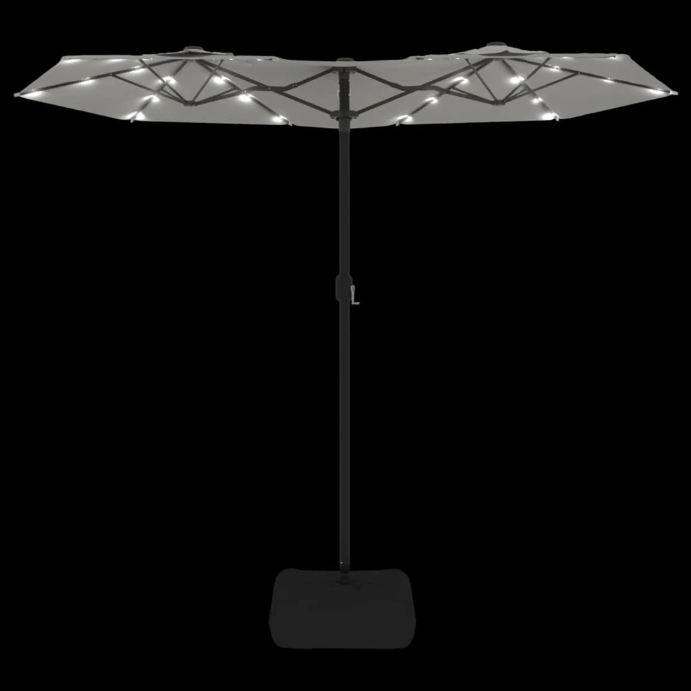 VIDAXL Parasol à Double Tête Avec Led Blanc Sable 316x240 Cm 7 VIDAXL Parasol à Double Tête Avec Led Blanc Sable 316x240 Cm – Image 6