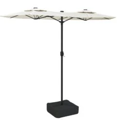 VIDAXL Parasol à Double Tête Avec Led Blanc Sable 316x240 Cm