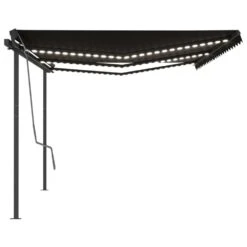 VIDAXL Auvent Automatique Et Capteur De Vent Et Led 6x3,5 M Anthracite -Le Coin Detente Boutique 6480d1c4259956.21544223