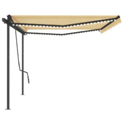 VIDAXL Auvent Automatique Capteur De Vent Et Led 5x3,5m Jaune Et Blanc -Le Coin Detente Boutique 6480d1d12bb8c5.94546973