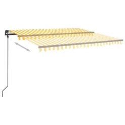 VIDAXL Auvent Automatique Capteur De Vent Et Led 5x3,5m Jaune Et Blanc -Le Coin Detente Boutique 6480d1d12f8a17.95736477