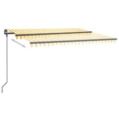 VIDAXL Auvent Automatique Capteur De Vent Et Led 4,5x3m Jaune Et Blanc -Le Coin Detente Boutique 6480d1d2d31334.06239612