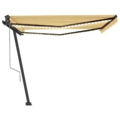 VIDAXL Auvent Automatique Capteur De Vent Led 450x350cm Jaune Et Blanc -Le Coin Detente Boutique 6480d1e3694318.65725767