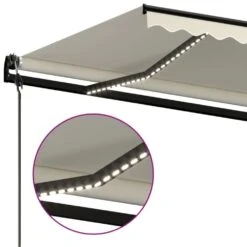 VIDAXL Auvent Automatique Avec Capteur De Vent Et Led 600x350 Cm Crème -Le Coin Detente Boutique 6480d1ef0f9cd6.37835073