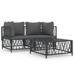 Le Coin Detente Boutique 8 VIDAXL Salon De Jardin Avec Coussins 3 Pcs Anthracite Acier