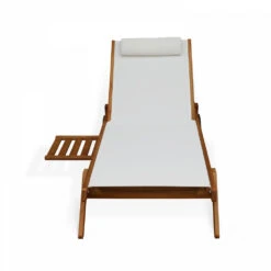 Lot De 2 Bains De Soleil Avec Coussin Et Tablette En Bois Blanc -Le Coin Detente Boutique 648864f9cfdb84.94921274