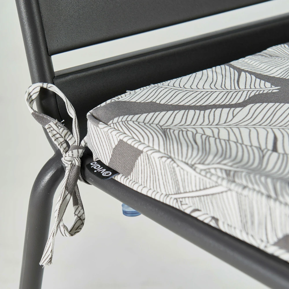 Lot De 4 Galettes De Chaise Polyester Abaca Gris 40x40x3 Cm 7 Lot De 4 Galettes De Chaise Polyester Abaca Gris 40x40x3 Cm – Image 5