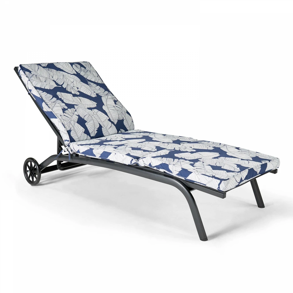 Coussin Bain De Soleil Polyester Bleu Et Blanc 186 X 60 X 5 Cm 4 Coussin Bain De Soleil Polyester Bleu Et Blanc 186 X 60 X 5 Cm – Image 2