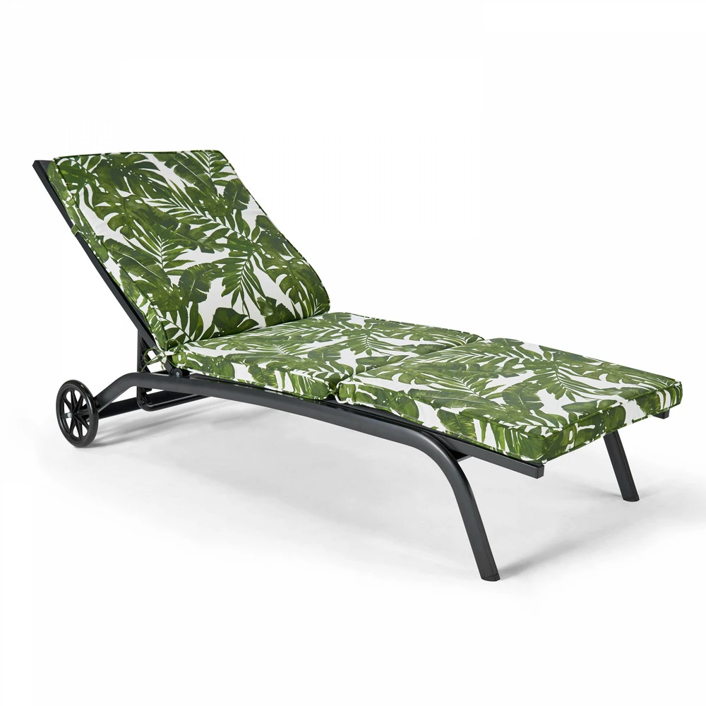 Coussin Bain De Soleil Polyester Blanc Et Vert 186 X 60 X 5 Cm 4 Coussin Bain De Soleil Polyester Blanc Et Vert 186 X 60 X 5 Cm – Image 2