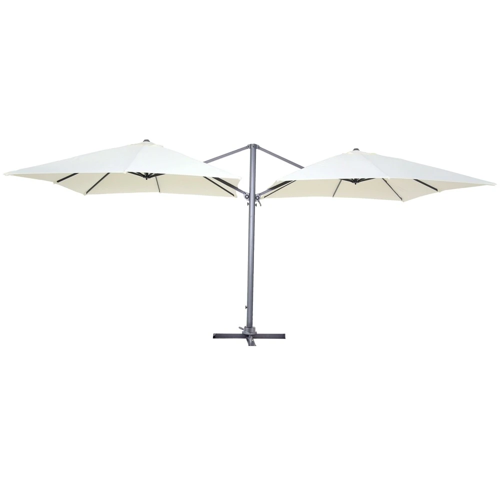 Double Parasol Déporté Carré 3 X 3m En Aluminium écru 3 Double Parasol Déporté Carré 3 X 3m En Aluminium écru