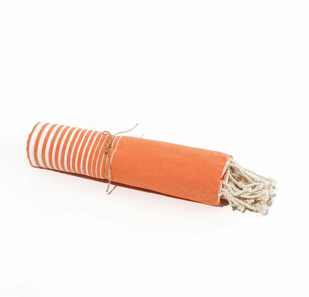 Fouta En Coton Miami 100x200cm Orange 5 Fouta En Coton Miami 100x200cm Orange – Image 3