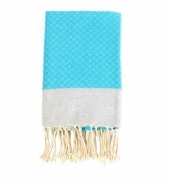 Fouta En Coton Petit Losange 100x200cm Turquoise
