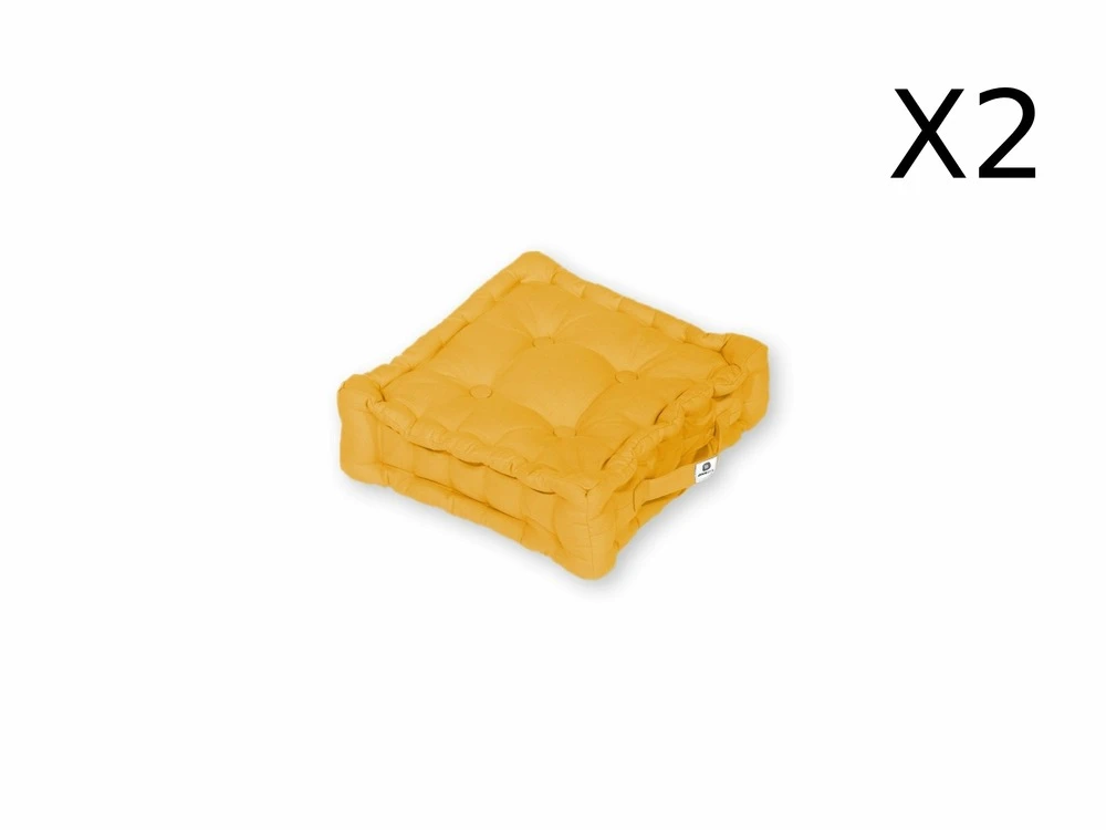 Coussin De Sol Lot De 2 - 40 X 40 Cm Jaune Miel 7 Coussin De Sol Lot De 2 - 40 X 40 Cm Jaune Miel – Image 5