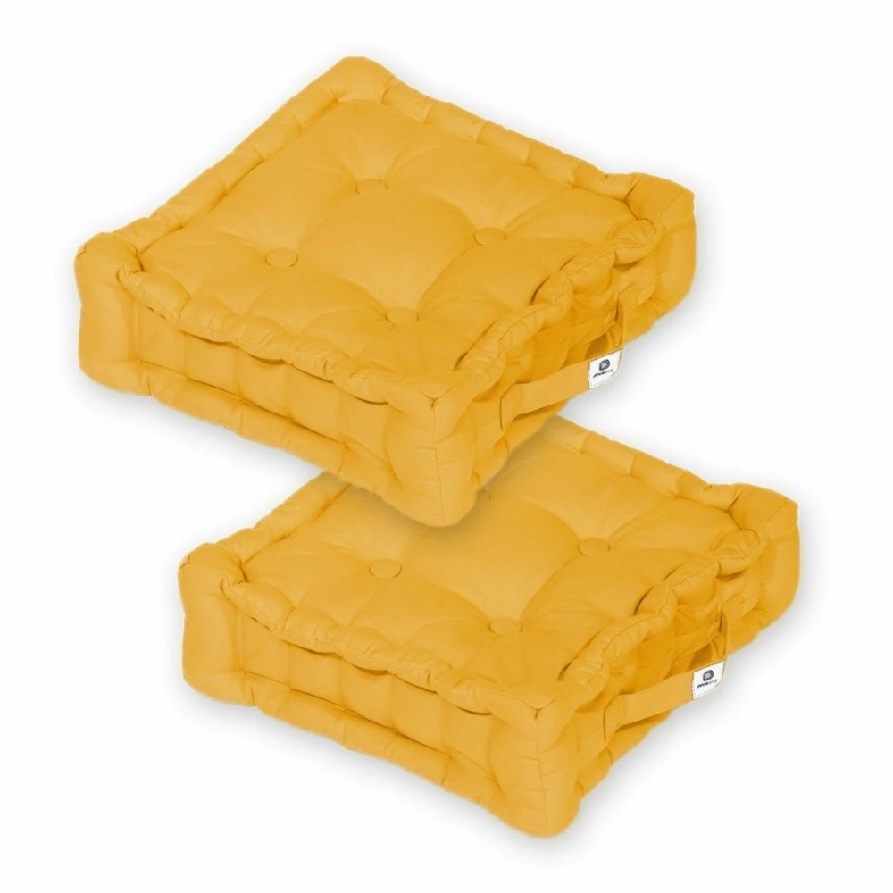 Coussin De Sol Lot De 2 - 40 X 40 Cm Jaune Miel 3 Coussin De Sol Lot De 2 - 40 X 40 Cm Jaune Miel