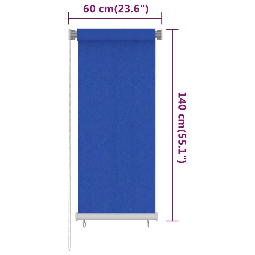 VIDAXL Store Roulant D'extérieur 60x140 Cm Bleu Pehd 8 VIDAXL Store Roulant D'extérieur 60x140 Cm Bleu Pehd – Image 6