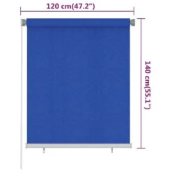 VIDAXL Store Roulant D'extérieur 120x140 Cm Bleu Pehd -Le Coin Detente Boutique 6494b67a1fe9d8.48587537