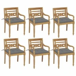 VIDAXL Chaises Batavia Avec Coussins 6 Pcs Bois De Teck Solide