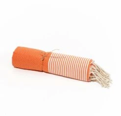 Fouta En Coton Tissage Nid D'abeille Ziwane 100x200cm Orange -Le Coin Detente Boutique 649911111fa572.89089073