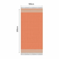 Fouta En Coton Tissage Nid D'abeille Ziwane 100x200cm Orange -Le Coin Detente Boutique 649911112c20e0.74871008