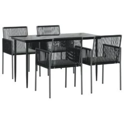 VIDAXL Ensemble à Dîner De Jardin Coussins 5 Pcs Noir Rotin Et Acier 11 VIDAXL Ensemble à Dîner De Jardin Coussins 5 Pcs Noir Rotin Et Acier -Le Coin Detente Boutique 64999d8ec7c852.61708622