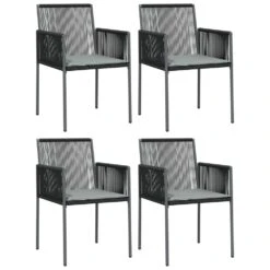 VIDAXL Ensemble à Dîner De Jardin Coussins 5 Pcs Noir Rotin Et Acier 12 VIDAXL Ensemble à Dîner De Jardin Coussins 5 Pcs Noir Rotin Et Acier -Le Coin Detente Boutique 64999d8ed1ce65.67838442