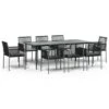 VIDAXL Ensemble à Dîner De Jardin 9 Pcs Coussins Noir Rotin Et Acier 1 VIDAXL Ensemble à Dîner De Jardin 9 Pcs Coussins Noir Rotin Et Acier -Le Coin Detente Boutique 64999d9ca30b58.17477009