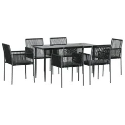 VIDAXL Ensemble à Dîner De Jardin Coussins 7 Pcs Noir Rotin Et Acier 11 VIDAXL Ensemble à Dîner De Jardin Coussins 7 Pcs Noir Rotin Et Acier -Le Coin Detente Boutique 64999da958f208.91569906