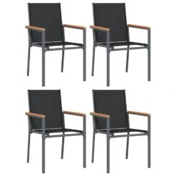 VIDAXL Ensemble à Manger De Jardin 5 Pcs Noir Textilène Et Acier -Le Coin Detente Boutique 64999dceda1e88.48683724
