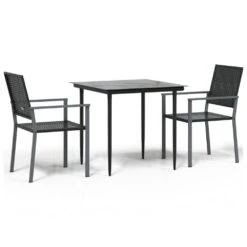 VIDAXL Ensemble à Manger De Jardin 3 Pcs Résine Tressée Acier