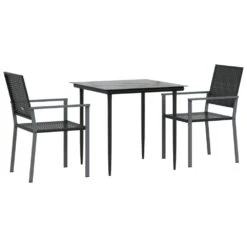 VIDAXL Ensemble à Manger De Jardin 3 Pcs Résine Tressée Acier -Le Coin Detente Boutique 64999dcf876615.76936270