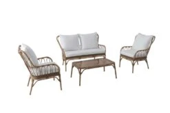 Le Coin Detente Boutique 16 Salon De Jardin Bas Ligne AGAPE 4 Pièces En Résine Imitation Bambou