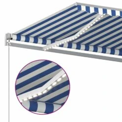 VIDAXL Auvent Automatique Capteur De Vent Et Led 5x3 M Bleu Et Blanc -Le Coin Detente Boutique 89fbcb7dcbd6fd1d