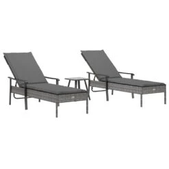 VIDAXL Chaises Longues 2pcs Avec Table Et Coussins Gris Résine Tressée 11 VIDAXL Chaises Longues 2pcs Avec Table Et Coussins Gris Résine Tressée -Le Coin Detente Boutique 9001b9c77439d9ac