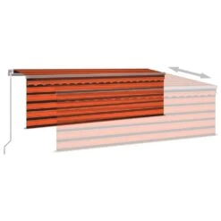 VIDAXL Auvent Manuel Rétractable Avec Store 4x3 M Orange Et Marron -Le Coin Detente Boutique 9142c9938f281a99