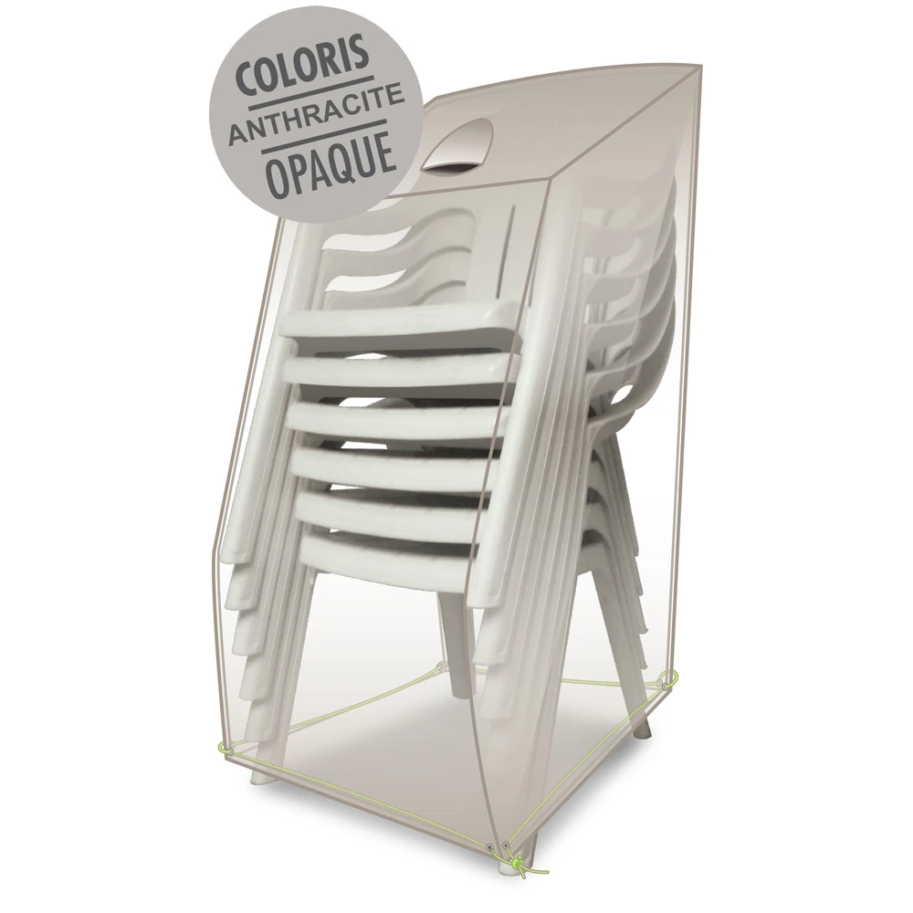 Housse Pour Chaises Empilables En Polyester Gris - 66x66x110 Cm 4 Housse Pour Chaises Empilables En Polyester Gris - 66x66x110 Cm – Image 2