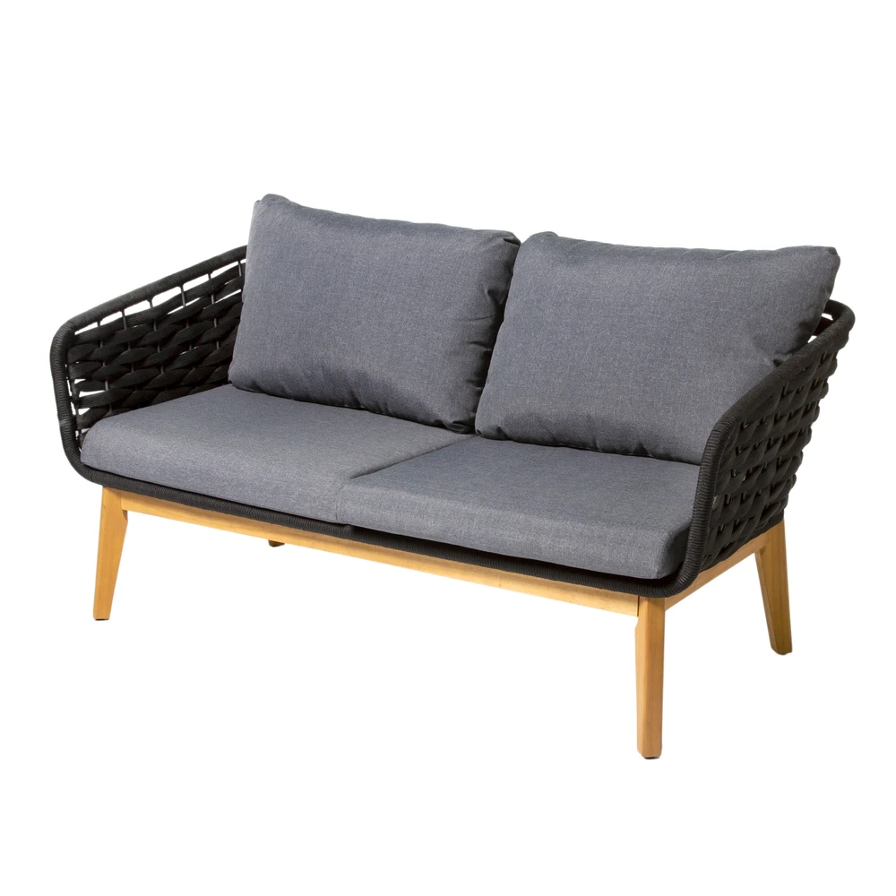 Canapé De Jardin 2 Places COMETE Bois Acacia/tressage - 159x177x76 Cm 3 Canapé De Jardin 2 Places COMETE Bois Acacia/tressage - 159x177x76 Cm