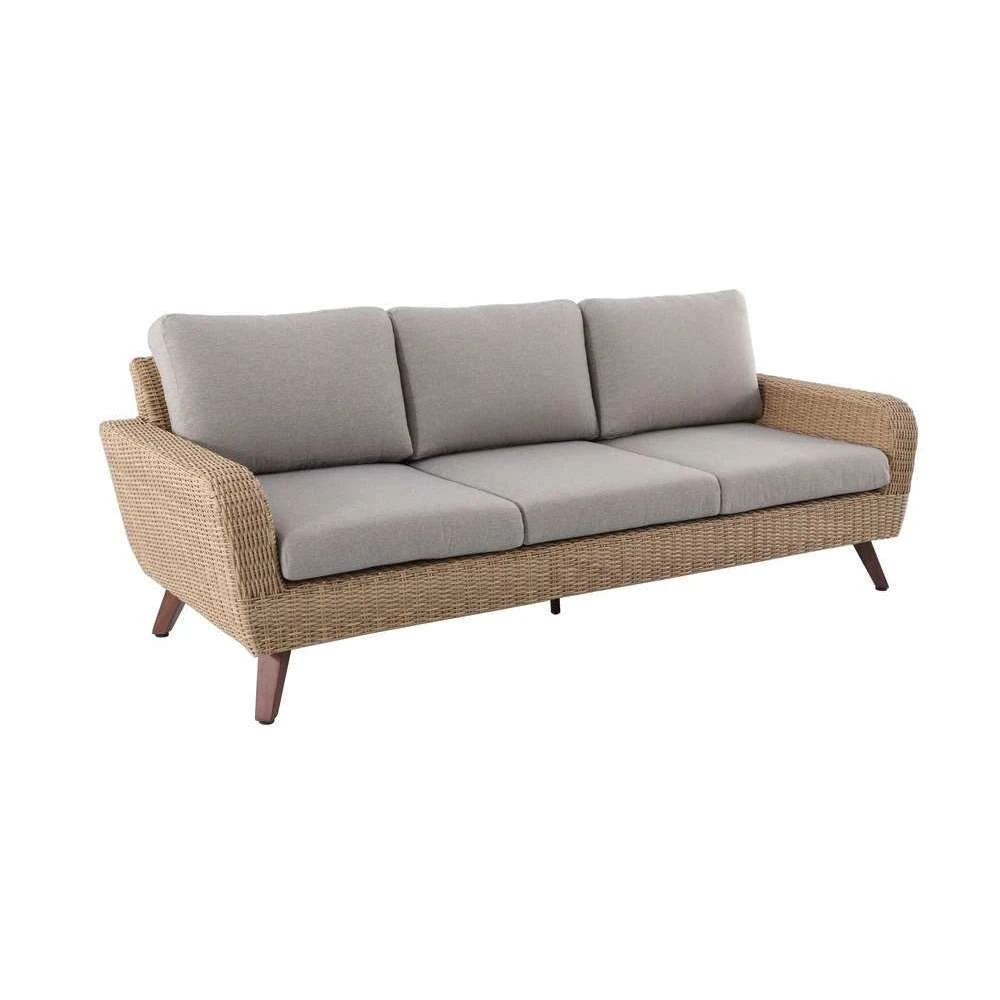 Canapé 3 Places RIVIERA En Polyrotin Miel/gris - 88,5x224x75 Cm 4 Canapé 3 Places RIVIERA En Polyrotin Miel/gris - 88,5x224x75 Cm – Image 2