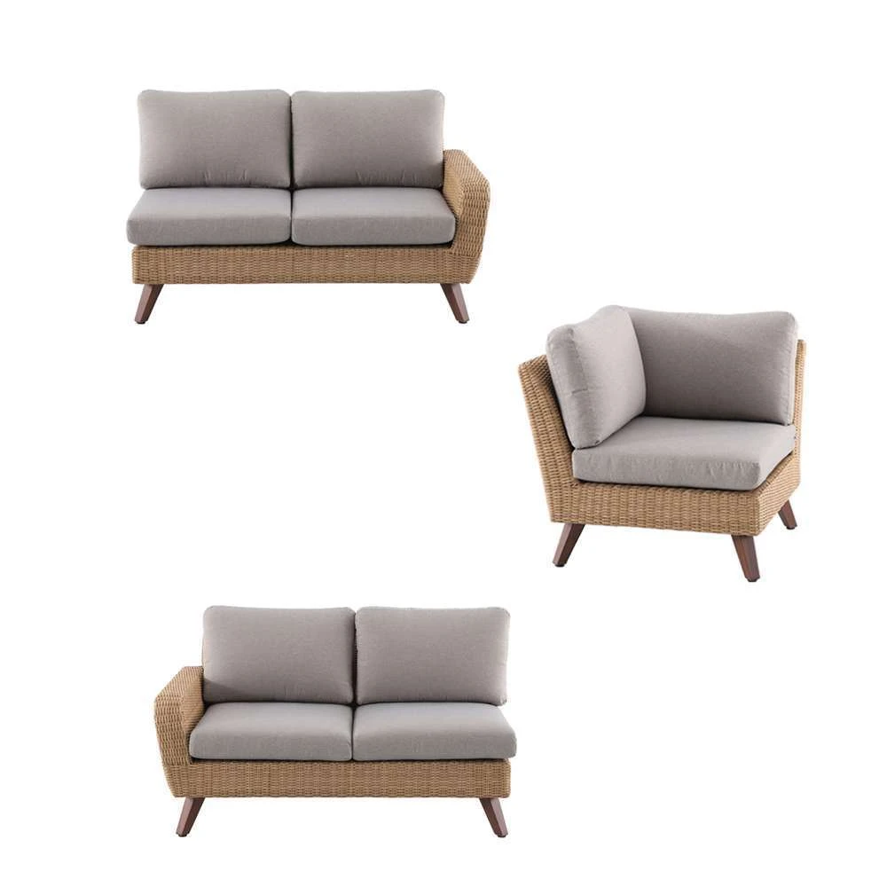 Canapé D’angle 5 Places RIVIERA En Polyrotin Miel/gris - 89x145x75 Cm 8 Canapé D’angle 5 Places RIVIERA En Polyrotin Miel/gris - 89x145x75 Cm – Image 6