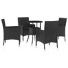 VIDAXL Ensemble De Bistro De Jardin 5 Pcs Coussins Noir Poly Rotin 1 VIDAXL Ensemble De Bistro De Jardin 5 Pcs Coussins Noir Poly Rotin -Le Coin Detente Boutique 9efb0360564583b4