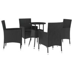 VIDAXL Ensemble De Bistro De Jardin 5 Pcs Coussins Noir Poly Rotin
