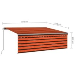 VIDAXL Auvent Manuel Rétractable Avec Store 4x3 M Orange Et Marron -Le Coin Detente Boutique ad73f30c0dceb429