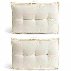 Lot 2 Coussins Palette Dossier Polyester Blanc 60x40x12 Cm