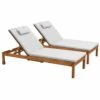 Lot De 2 Bains De Soleil Avec Coussin Et Tablette En Bois écru -Le Coin Detente Boutique f901c750e4a5f43b